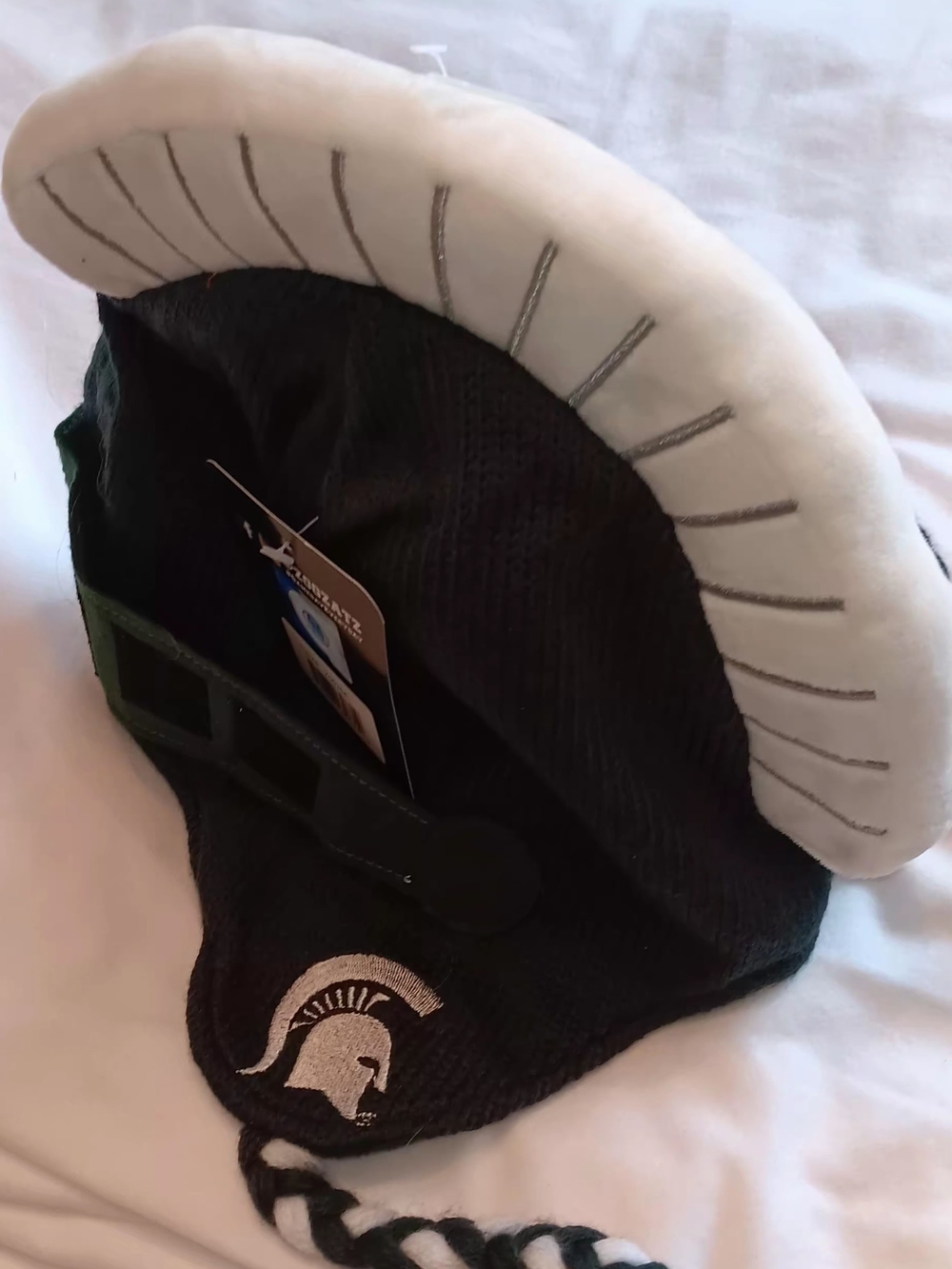 Michigan State Spartand Helmet Knit Winter Hat with Earflaps